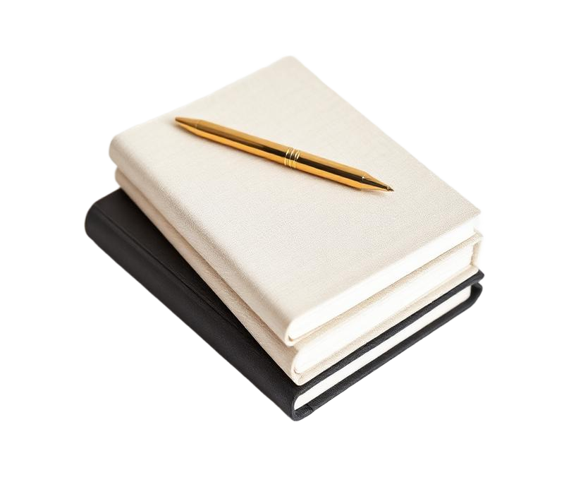 Linen notebooks with a slim pen