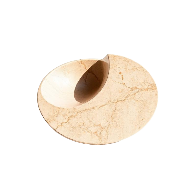 Curved travertine dish